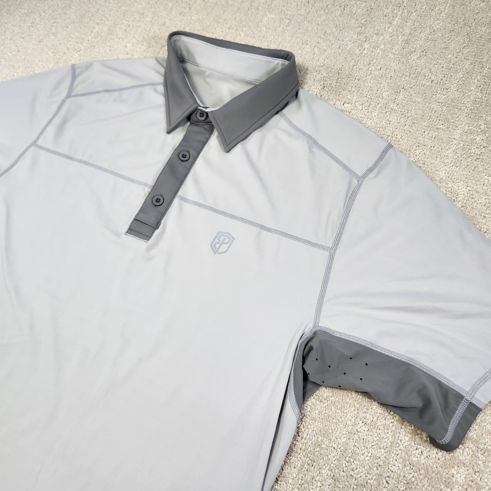 Born Primitive Tek Polo Shirt Men Large Gray Vented Athleisure Tactical Stretch